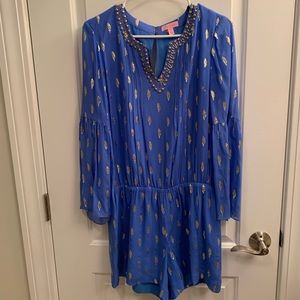 Lilly Pulitzer Arielle Blue Silk Romper size M